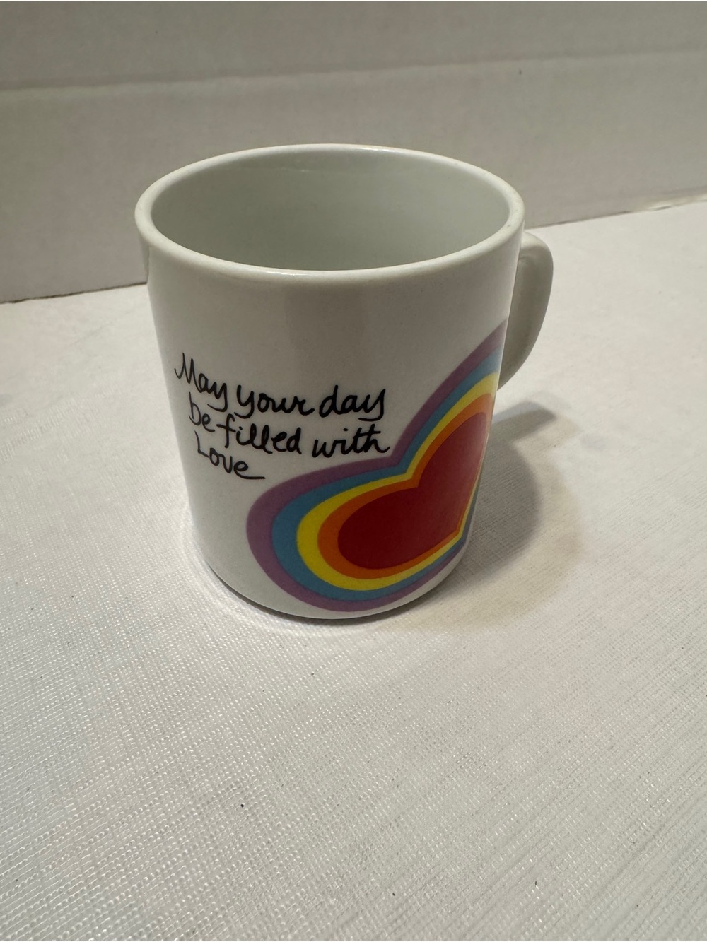 1983 Vtg Avon Mug RAINBOW Coffee / Tea Mug The Love Mug Easter Heart Colors